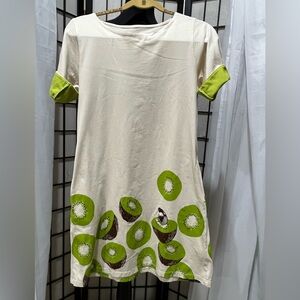 VINTAGE GRANIPH Kiwi Print Cream A-LINE SHORT SLEEVES TEE SHIRT Dress, SIZE S/M